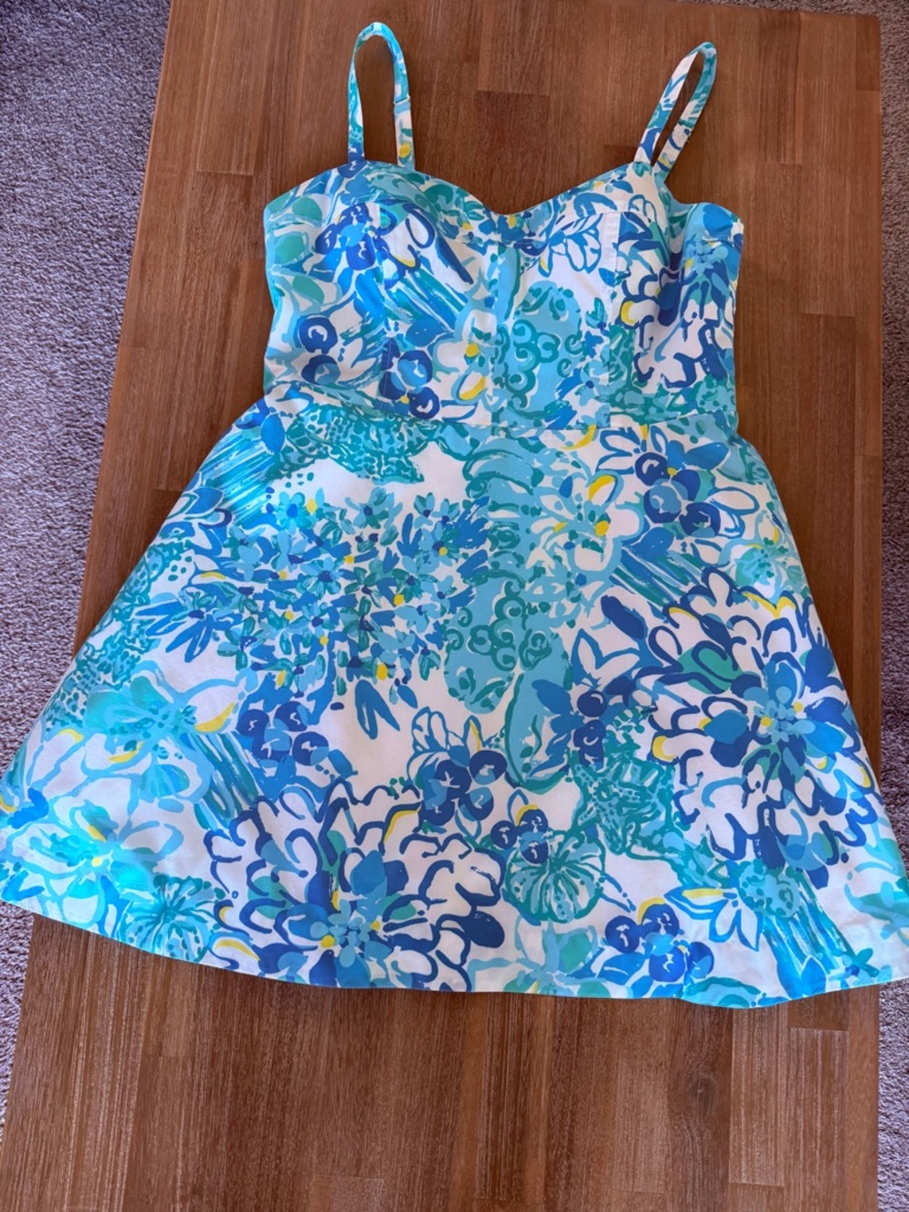 Lilly Pulitzer Aqua & Blue Floral Sleeveless Mini Dress